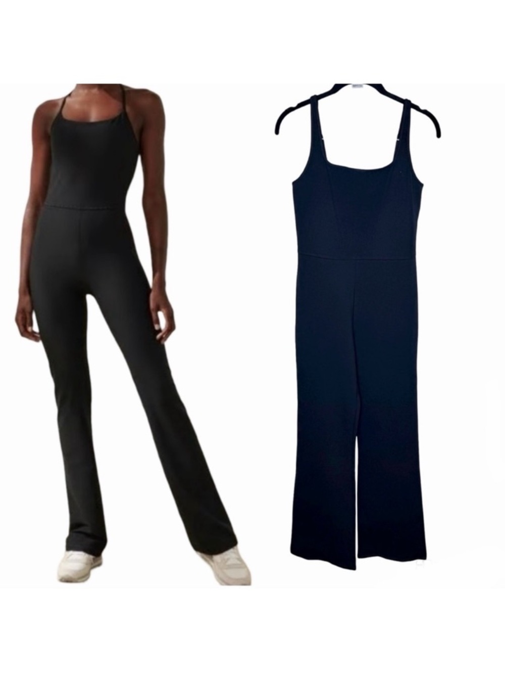 Abercrombie & Fitch Black Navy Square-Neck Jumpsuit